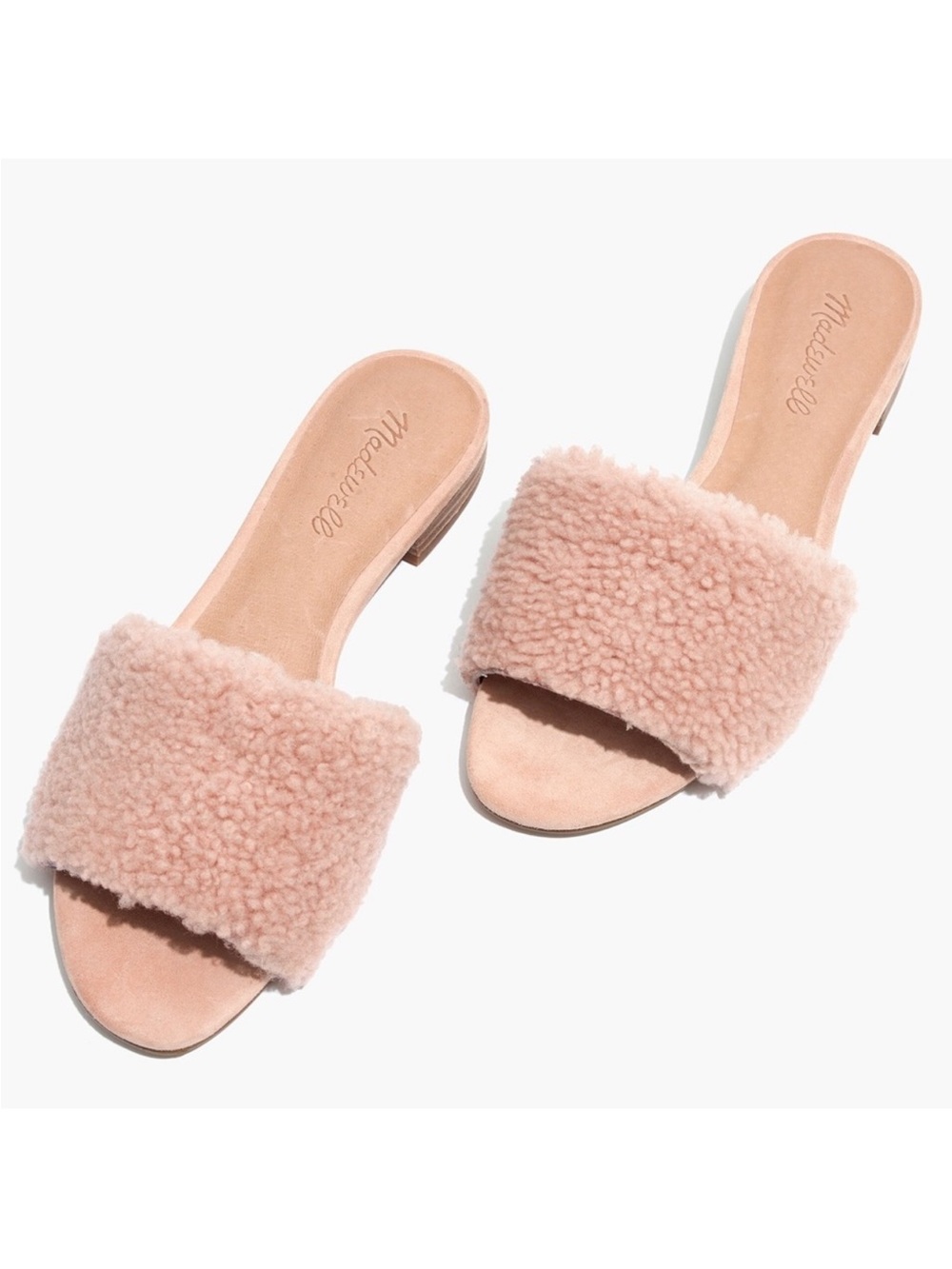 Madewell Blush Pink Faux-Shearling Slide Mules